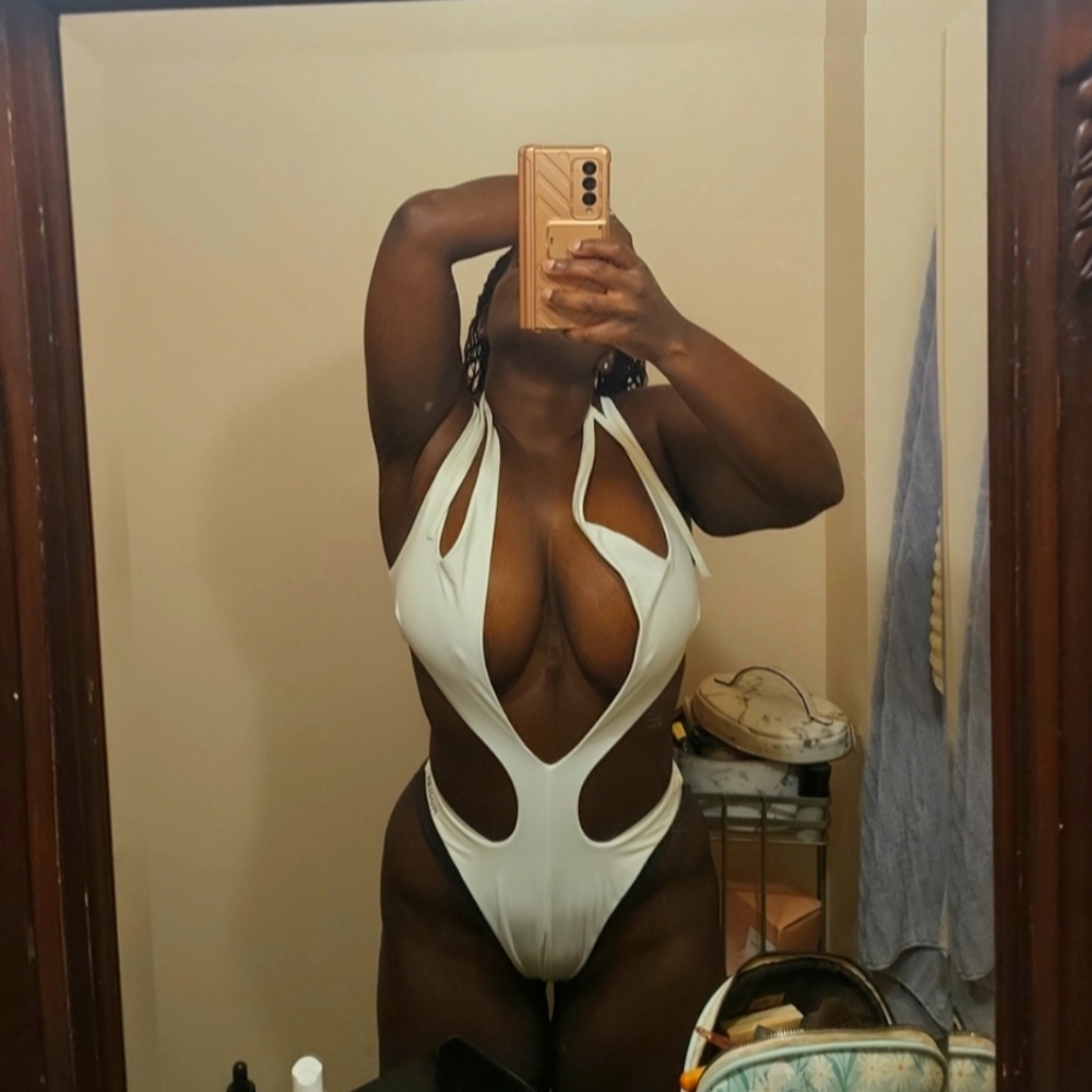 NWT Mugler x H&M Limited Edition Halterneck Cut-out White Swimsuit sz 8